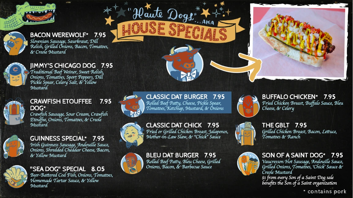 Pink’s Hot Dogs custom chalk-inspired digital menu